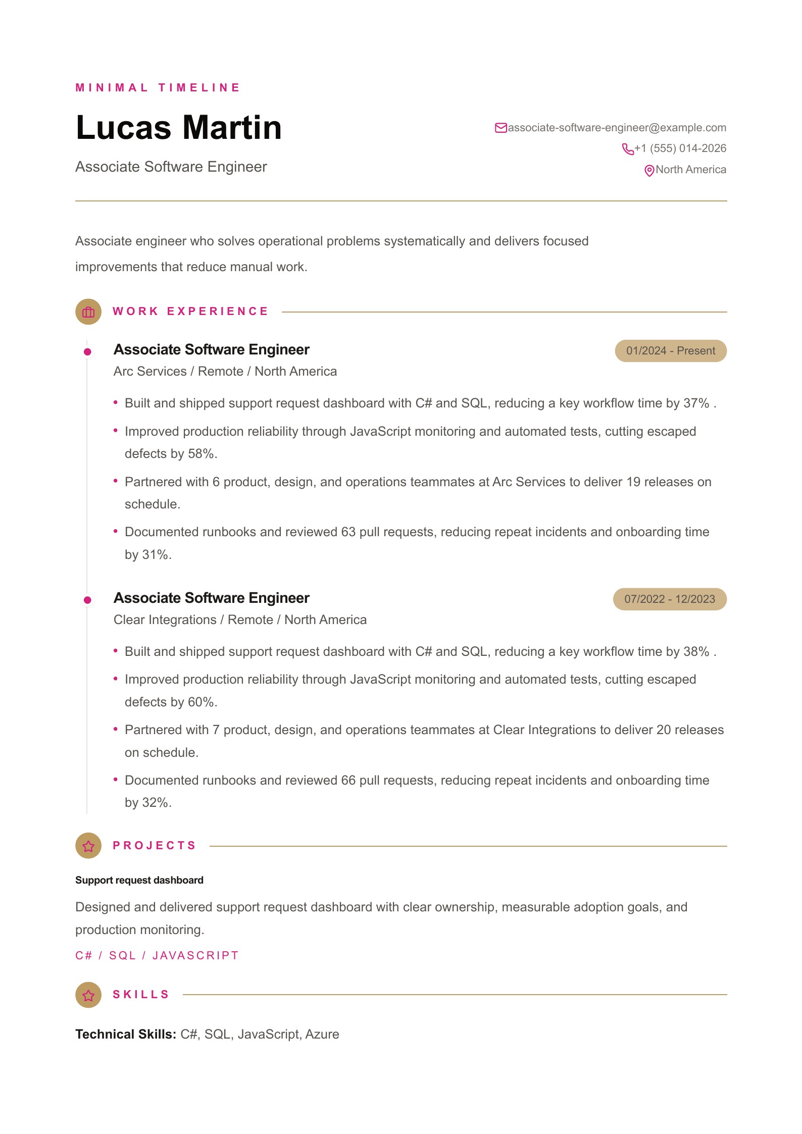 Example: Associate Software Engineer Resume