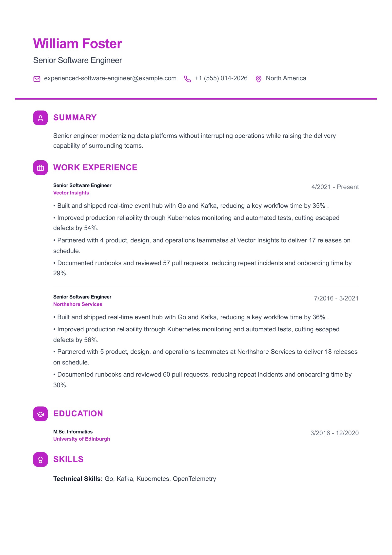 Example: Senior Software Engineer Resume