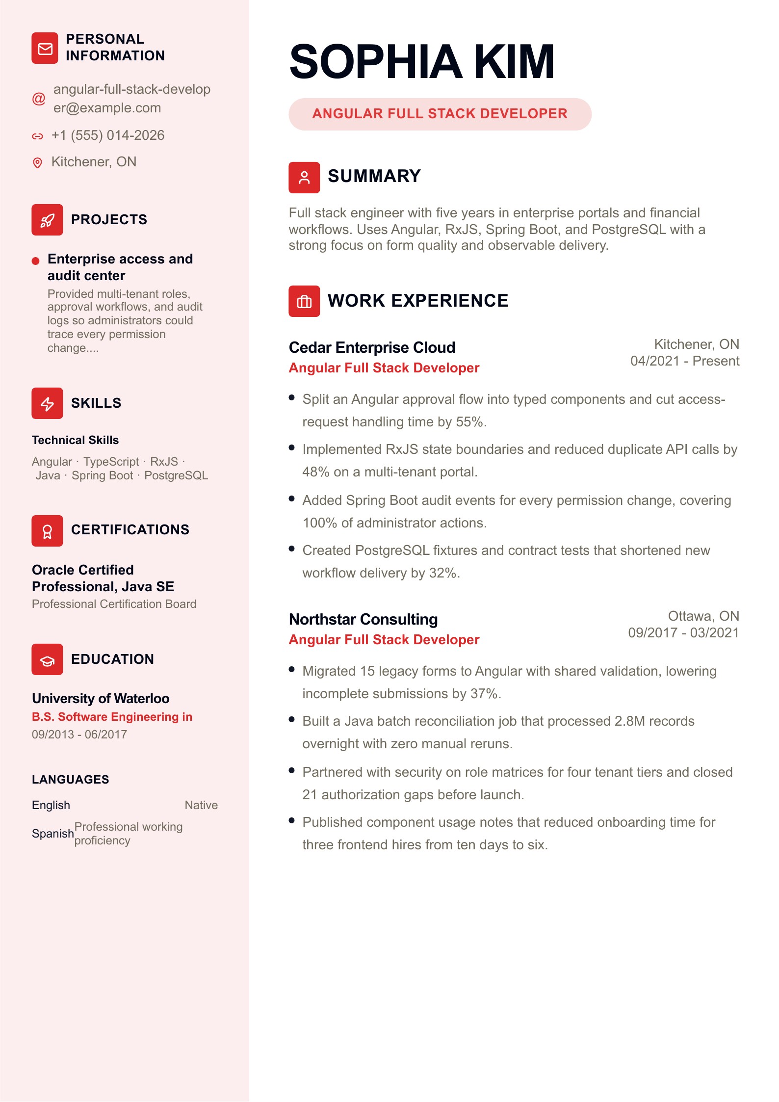 Full Stack Developer Resume Examples with free PDF downloads resume example preview