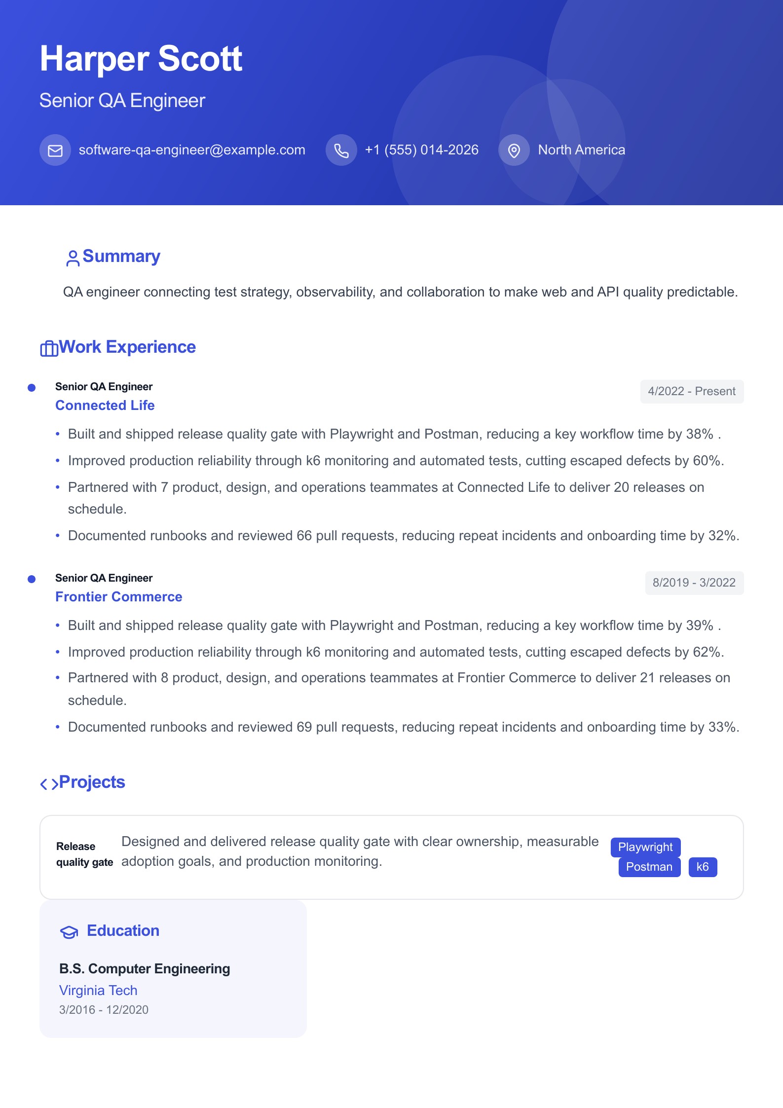 Example: Software QA Engineer Resume